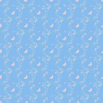Floral Vector pattern with flowers and butterflies Illustrazione stock