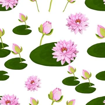 Floral vector pattern with lotuses. Illustrazione stock