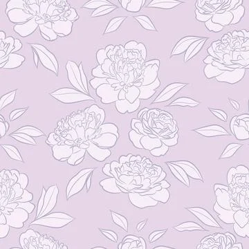 Floral vector pattern, peony repeat pattern vector background Stock Illustration