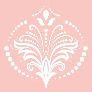 Floral vector pattern with pink arabesques. Abstract oriental ornament Illustrazione stock