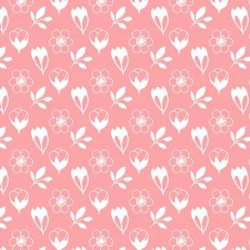 Floral vector pattern on pink background 스톡 일러스트