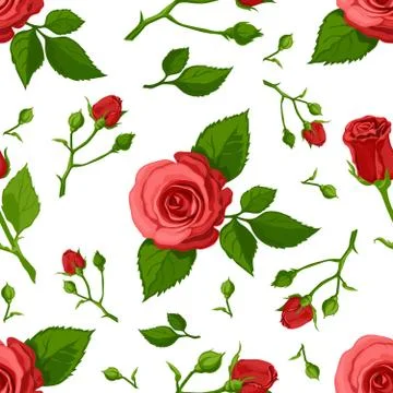 Floral vector pattern with roses. Illustrazione stock