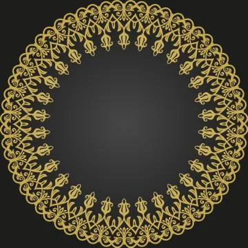 Floral Vector Round Frame Stock Illustration