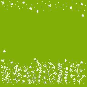 Floral vector seamless border . Monochrome. Vector Hand drawn illustration wi Stock Illustration