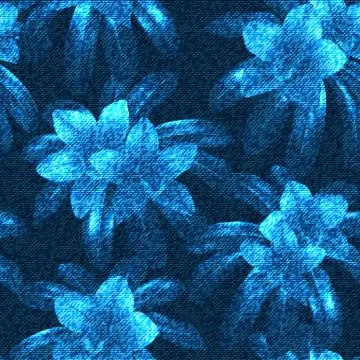 Floral vector seamless pattern. Blue flowers on the dark blue backdrop. The イラスト素材