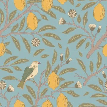 Floral vector seamless pattern. Botanical wallpaper. Plants, birds. Vintage.. Illustrazione stock