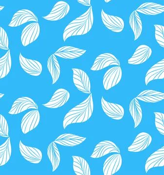 Floral vector seamless pattern with hand drawn blue flowers on colorful leaves - Stock Illustration