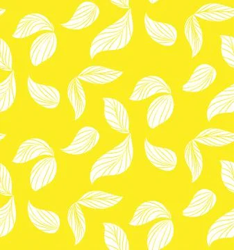 Floral vector seamless pattern with hand drawn yellow flowers on colorful leaves Stock Illustration