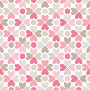 Floral vector seamless pattern with heart and dot shapes Stock Illustration