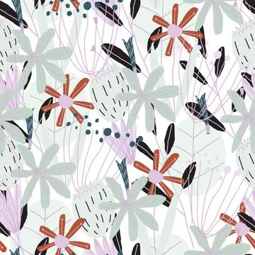 Floral vector seamless pattern Stock Illustration