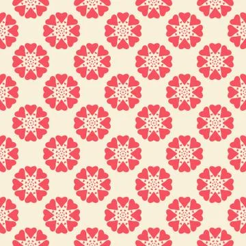Floral vector seamless pattern. Red and white shabby colors Stock Illustration