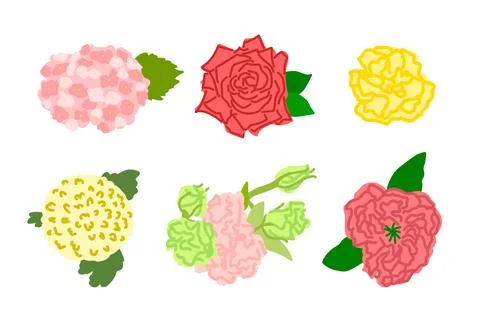 A floral vector set of flowers petals Stock Illustration