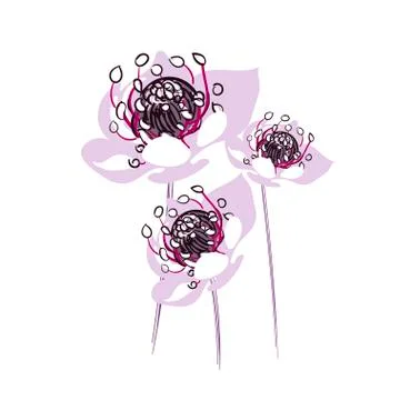 Floral vector stylized design formal composition isolated Stock Illustration