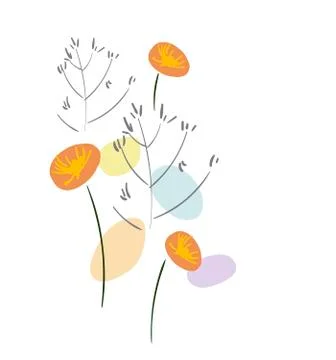 Floral vector stylized design formal composition scandinavian isolated Stock Illustration