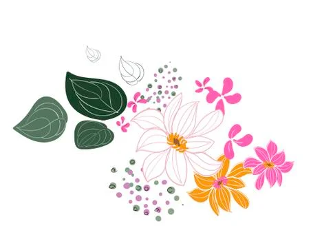 Floral vector stylized design formal composition scandinavian isolated Stock Illustration