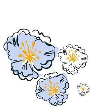 Floral vector stylized design formal composition scandinavian isolated Stock Illustration