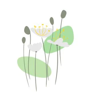 Floral vector stylized design formal composition scandinavian isolated Stock Illustration