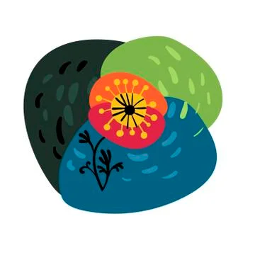 Floral vector stylized design formal composition scandinavian isolated Stock Illustration