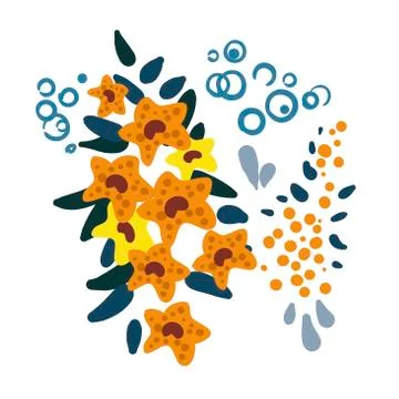 Floral vector stylized design formal composition scandinavian isolated Stock Illustration