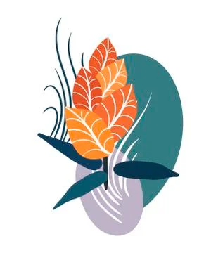 Floral vector stylized design formal composition scandinavian isolated Stock Illustration
