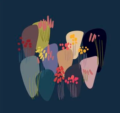Floral vector stylized design formal composition scandinavian isolated Stock Illustration