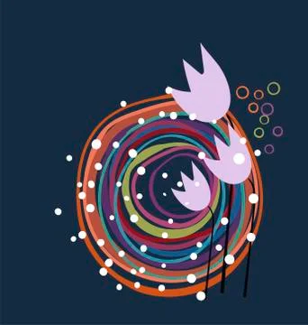 Floral vector stylized design formal composition scandinavian isolated Stock Illustration
