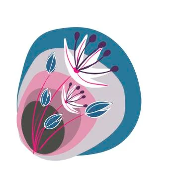 Floral vector stylized design formal composition scandinavian isolated Stock Illustration