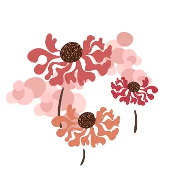 Floral vector stylized design formal composition scandinavian isolated Stock Illustration