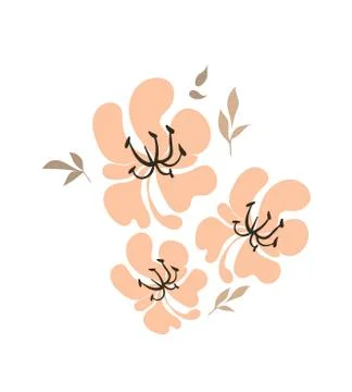 Floral vector stylized design formal composition pink Stock Illustration