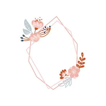 Floral Vector summer geometric polygon frame with floral bouquet and spring Stockillustratie
