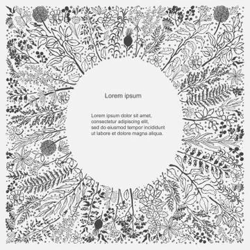 Floral vector template with leaves Stock Illustration