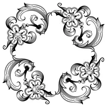 Floral vector vintage border. Frame design. Stock Illustration