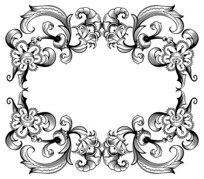 Floral vector vintage border. Frame design. Illustrazione stock