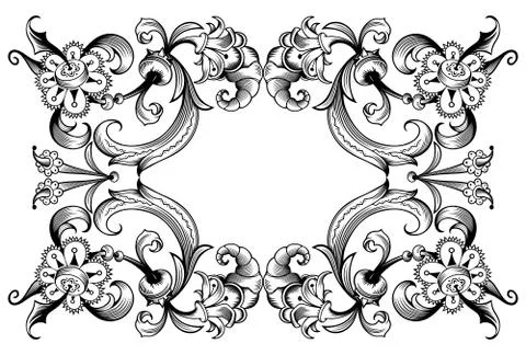 Floral vector vintage border. Frame design. Stock Illustration