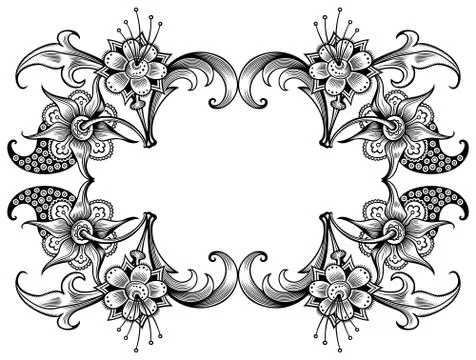 Floral vector vintage border. Frame design. Stock Illustration