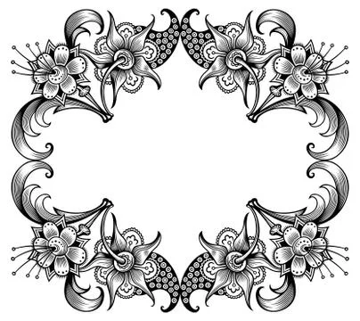 Floral vector vintage border. Frame design. Illustrazione stock