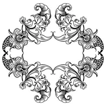 Floral vector vintage border. Frame design. Stock Illustration