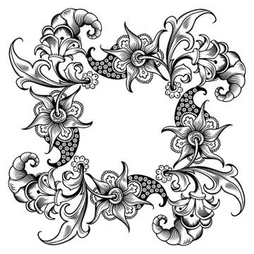 Floral vector vintage border. Frame design. Illustrazione stock