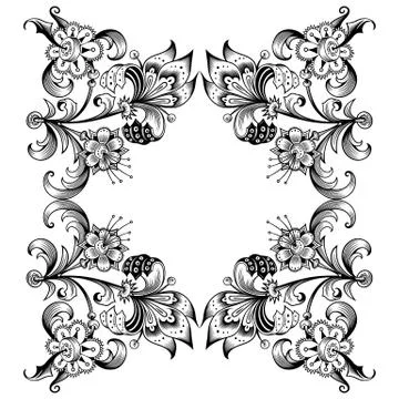 Floral vector vintage border. Frame design. Illustrazione stock