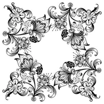 Floral vector vintage border. Frame design. Stock Illustration