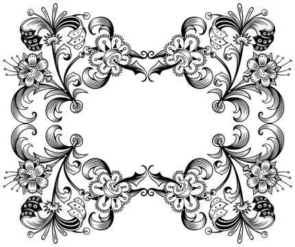 Floral vector vintage border. Frame design. Stock Illustration