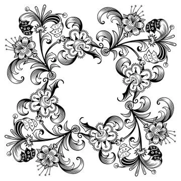 Floral vector vintage border. Frame design. Stock Illustration