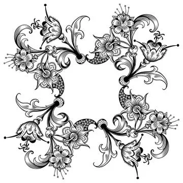 Floral vector vintage border. Frame design. Stock Illustration