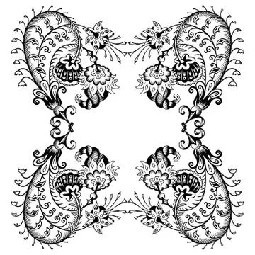 Floral vector vintage border. Frame design. Illustrazione stock