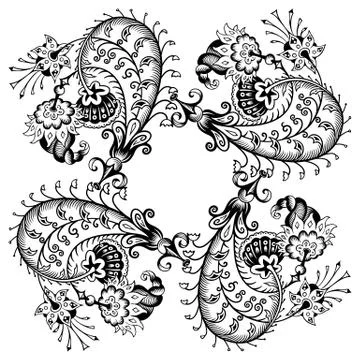 Floral vector vintage border. Frame design. Stock Illustration