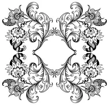 Floral vector vintage border. Frame design. Stock Illustration