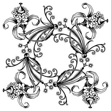 Floral vector vintage border. Frame design. Stock Illustration