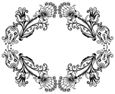 Floral vector vintage border. Frame design. Illustrazione stock