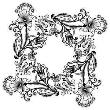 Floral vector vintage border. Frame design. Illustrazione stock