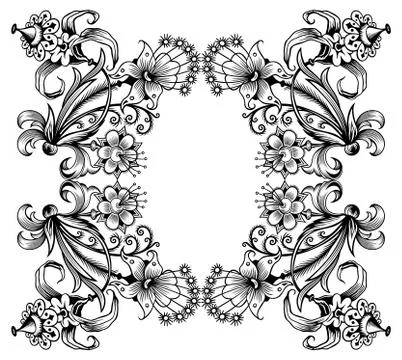 Floral vector vintage border. Frame design. Stock Illustration